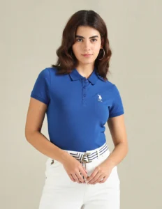 cotton stretch logo polo shirt