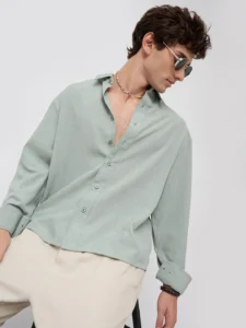 misty moss green fine weave shirt