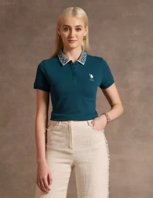 jacquard collar polo shirt