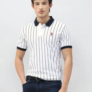 new port marina vertical striped polo shirt