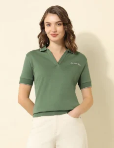 tipped collar boxy fit polo shirt