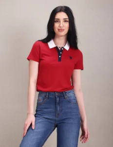 contrast collar solid polo shirt