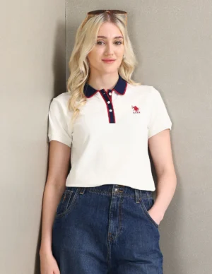 contrast collar pique polo shirt