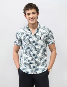 motel on the coast tropical printed shirt