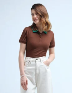 metal branding solid polo shirt