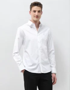 dobby self design vertical striped shirt