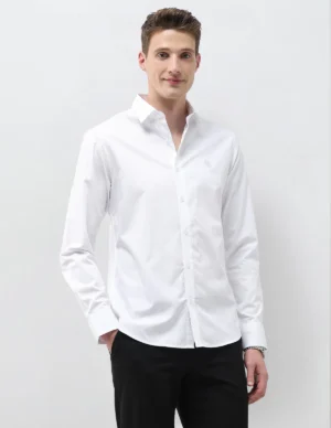 dobby self design vertical striped shirt