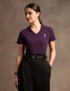 v neck polo collar polo shirt