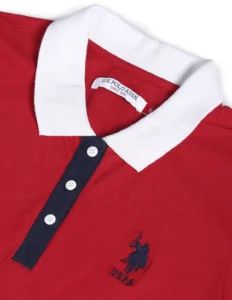 contrast collar solid polo shirt