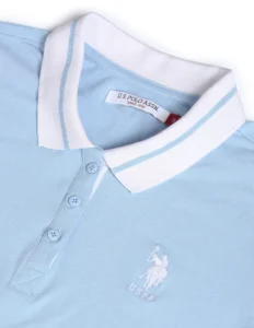 striped collar pique polo shirt