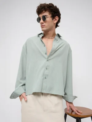 misty moss green fine weave shirt