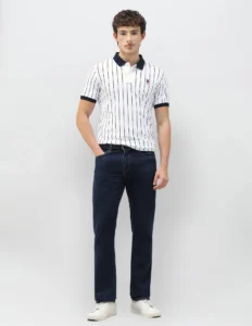 new port marina vertical striped polo shirt