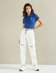 cotton stretch logo polo shirt