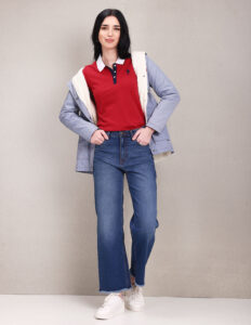 contrast collar solid polo shirt