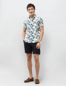 motel on the coast tropical printed shirt