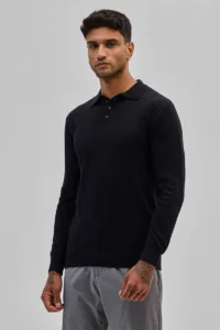 black self design polo t shirt