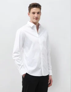 dobby self design vertical striped shirt
