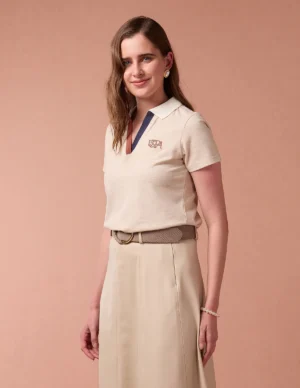 heathered cotton polo shirt