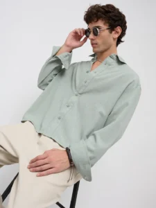 misty moss green fine weave shirt