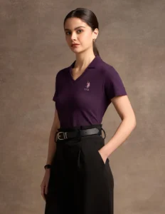 v neck polo collar polo shirt