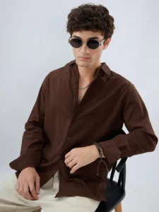 roasted coffee brown textured shirt