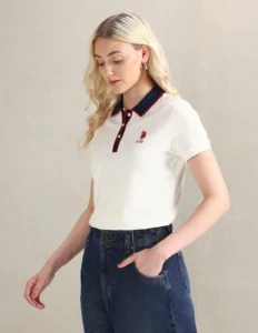 contrast collar pique polo shirt