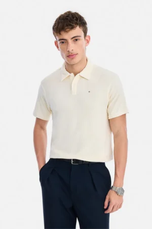 regular fit cream polo t shirt