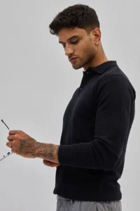 black self design polo t shirt