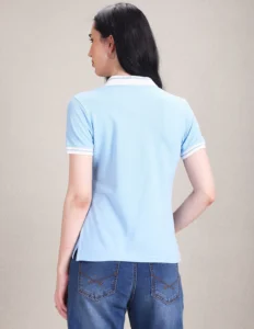 striped collar pique polo shirt