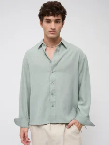 misty moss green fine weave shirt