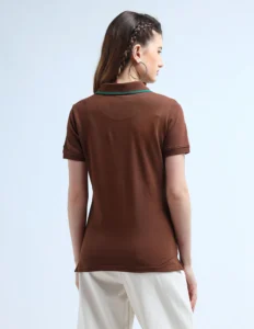 metal branding solid polo shirt