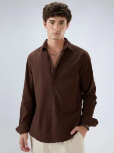 roasted coffee brown textured shirt