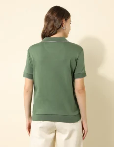 tipped collar boxy fit polo shirt