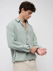 misty moss green fine weave shirt