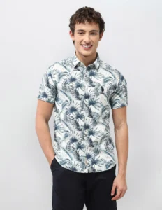 motel on the coast tropical printed shirt