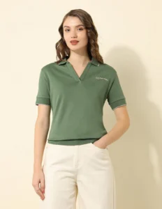 tipped collar boxy fit polo shirt