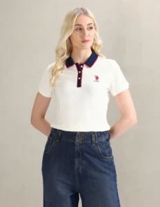 contrast collar pique polo shirt