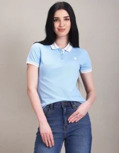 striped collar pique polo shirt