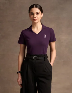 v neck polo collar polo shirt