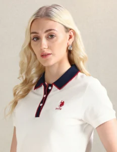 contrast collar pique polo shirt