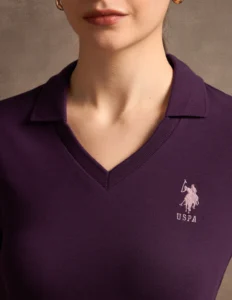 v neck polo collar polo shirt
