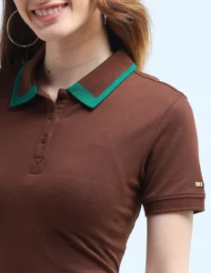 metal branding solid polo shirt