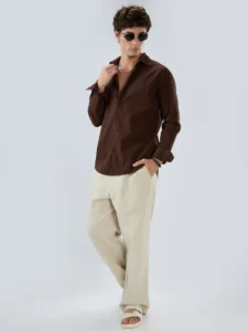 roasted coffee brown textured shirt
