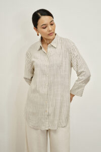 elyse beige striped shirt