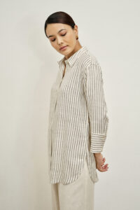 elyse beige striped shirt