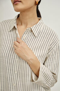 elyse beige striped shirt