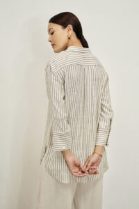 elyse beige striped shirt