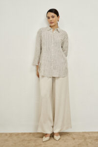 elyse beige striped shirt