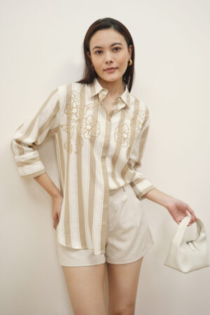 petula embroidered beige shirt