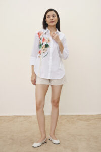 leona printed white shirt